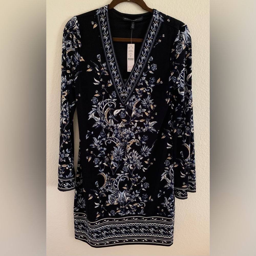 NWT WHBM Garden Floral Chemise Dress Blue Size Small